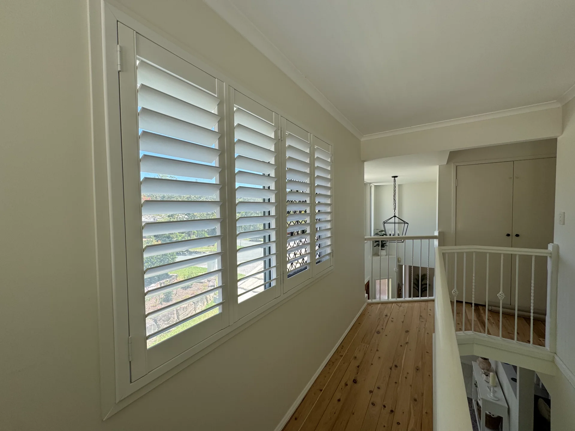 Plantation shutters on a Helensvale stairwell