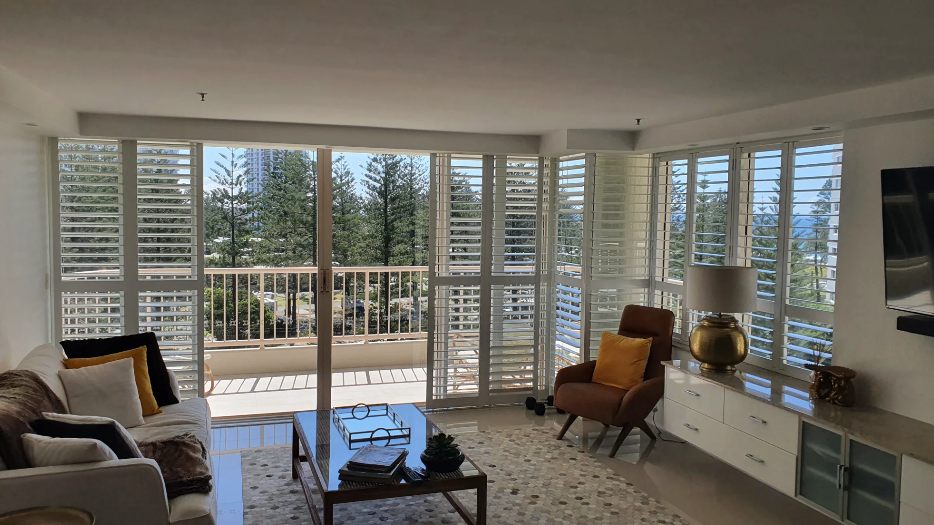 Corner sliding plantation shutters, Surfers Paradise