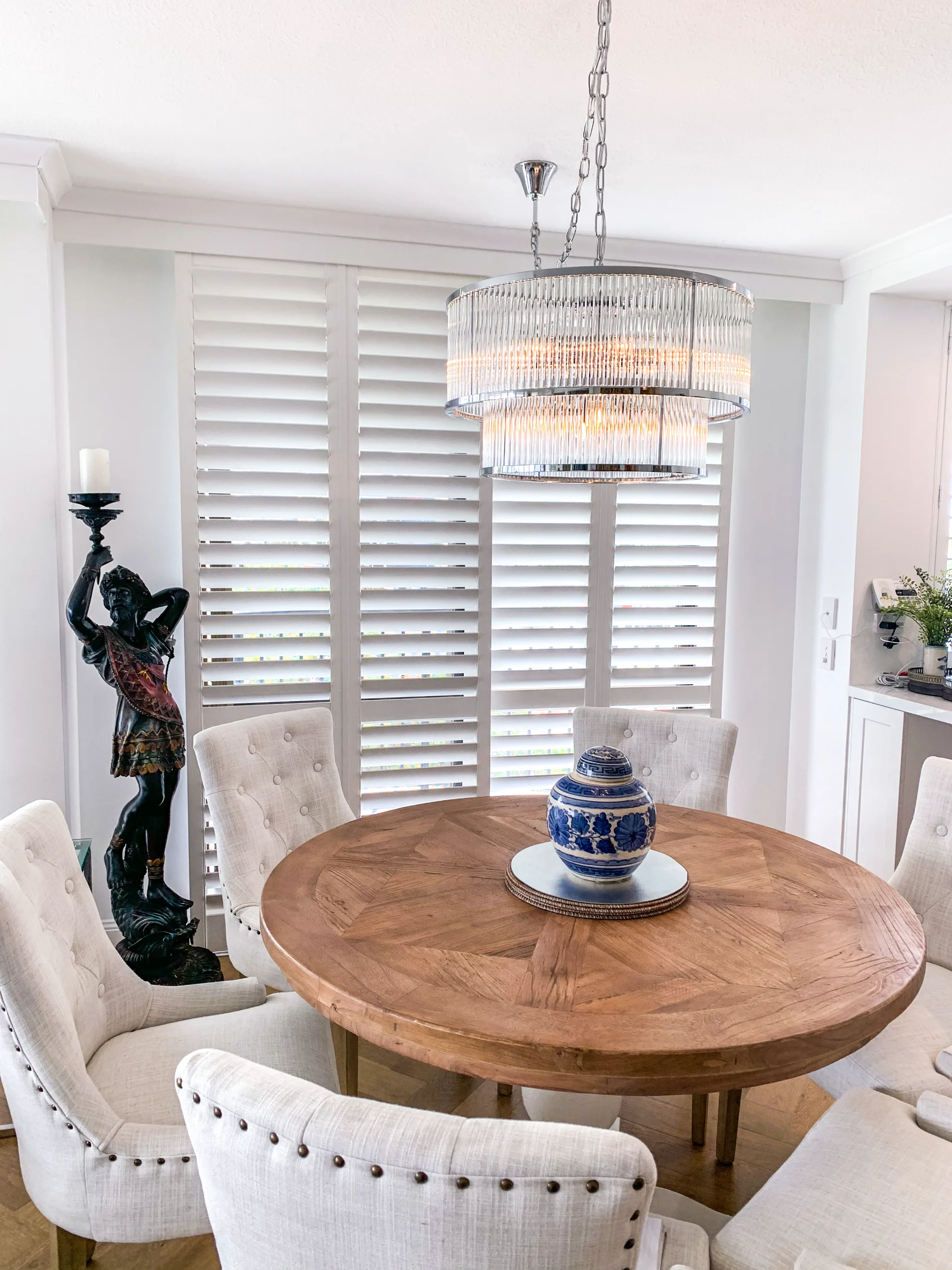 Sliding plantation shutters in a Surfers Paradise dining room